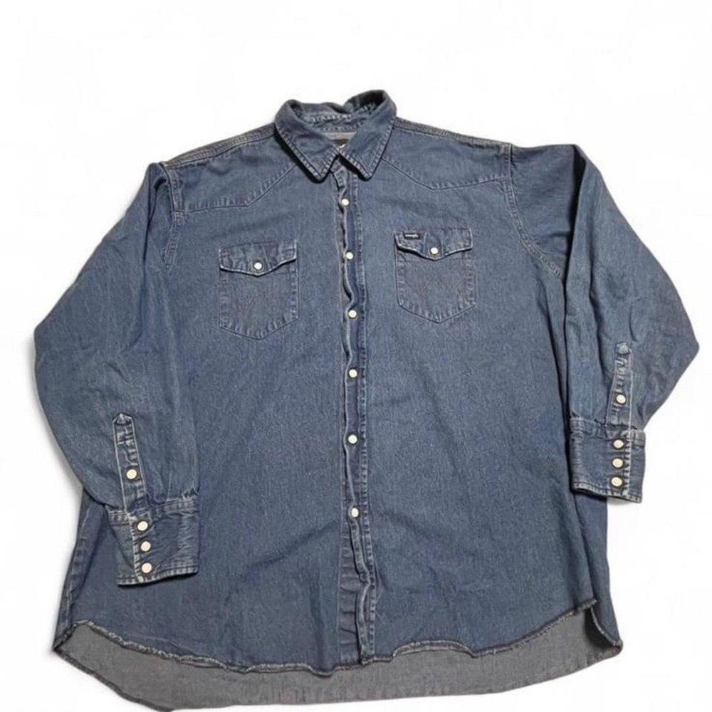 Wrangler Men's Denim‎ Western Pearl Snap Shirt – Size 19x35 (Big/Tall)